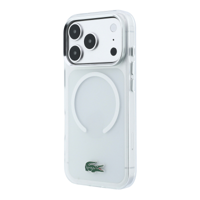 Apple iPhone 18 Pro Kılıf Lacoste Orjinal Lisanslı M-safe Şarj Özellikli Lake Timsah Logolu IML Frosted Kapak - 18