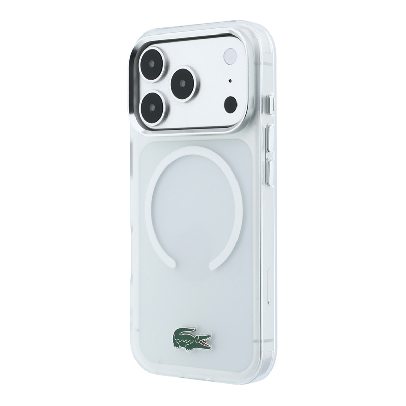 Apple iPhone 18 Pro Kılıf Lacoste Orjinal Lisanslı M-safe Şarj Özellikli Lake Timsah Logolu IML Frosted Kapak - 18