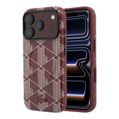 Apple iPhone 18 Pro Kılıf Lacoste Orjinal Lisanslı M-safe Şarj Özellikli Metal Logolu Deri Karışık Monogram Desenli Kapak - Lacoste