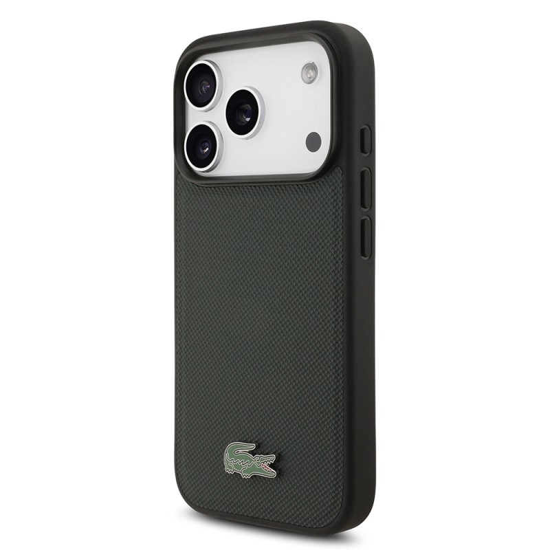 Apple iPhone 18 Pro Kılıf Lacoste Orjinal Lisanslı M-safe Şarj Özellikli PU Pike Desenli Metal Logolu Kapak - 7