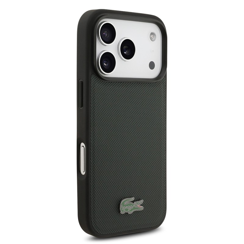 Apple iPhone 18 Pro Kılıf Lacoste Orjinal Lisanslı M-safe Şarj Özellikli PU Pike Desenli Metal Logolu Kapak - 9