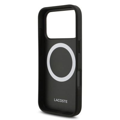 Apple iPhone 18 Pro Kılıf Lacoste Orjinal Lisanslı M-safe Şarj Özellikli PU Pike Desenli Metal Logolu Kapak - 12