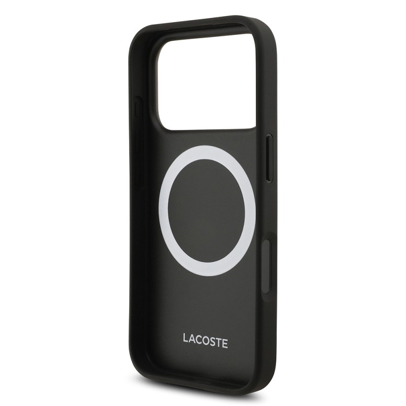 Apple iPhone 18 Pro Kılıf Lacoste Orjinal Lisanslı M-safe Şarj Özellikli PU Pike Desenli Metal Logolu Kapak - 12