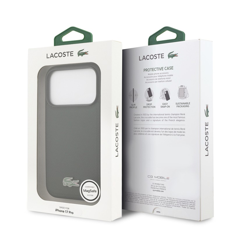 Apple iPhone 18 Pro Kılıf Lacoste Orjinal Lisanslı M-safe Şarj Özellikli PU Pike Desenli Metal Logolu Kapak - 13