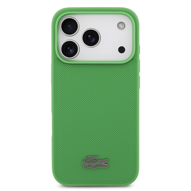 Apple iPhone 18 Pro Kılıf Lacoste Orjinal Lisanslı M-safe Şarj Özellikli PU Pike Desenli Metal Logolu Kapak - 15