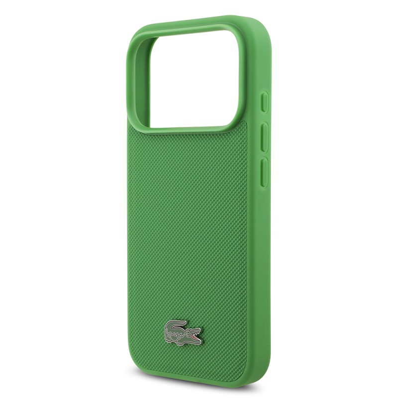 Apple iPhone 18 Pro Kılıf Lacoste Orjinal Lisanslı M-safe Şarj Özellikli PU Pike Desenli Metal Logolu Kapak - 18