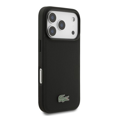 Apple iPhone 18 Pro Kılıf Lacoste Orjinal Lisanslı M-safe Şarj Özellikli PU Pike Desenli Metal Logolu Kapak - 23