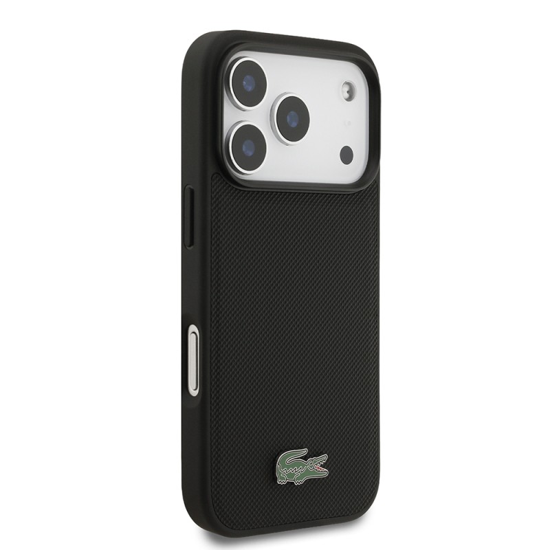 Apple iPhone 18 Pro Kılıf Lacoste Orjinal Lisanslı M-safe Şarj Özellikli PU Pike Desenli Metal Logolu Kapak - 23