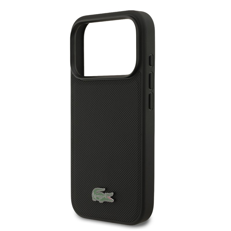 Apple iPhone 18 Pro Kılıf Lacoste Orjinal Lisanslı M-safe Şarj Özellikli PU Pike Desenli Metal Logolu Kapak - 25
