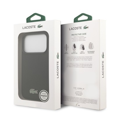 Apple iPhone 18 Pro Kılıf Lacoste Orjinal Lisanslı M-safe Şarj Özellikli PU Pike Desenli Metal Logolu Kapak - 27
