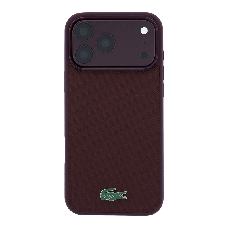 Apple iPhone 18 Pro Kılıf Lacoste Orjinal Lisanslı M-safe Şarj Özellikli PU Pike Desenli Metal Logolu Kapak - 29