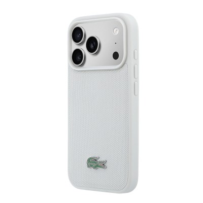 Apple iPhone 18 Pro Kılıf Lacoste Orjinal Lisanslı M-safe Şarj Özellikli PU Pike Desenli Metal Logolu Kapak - 35