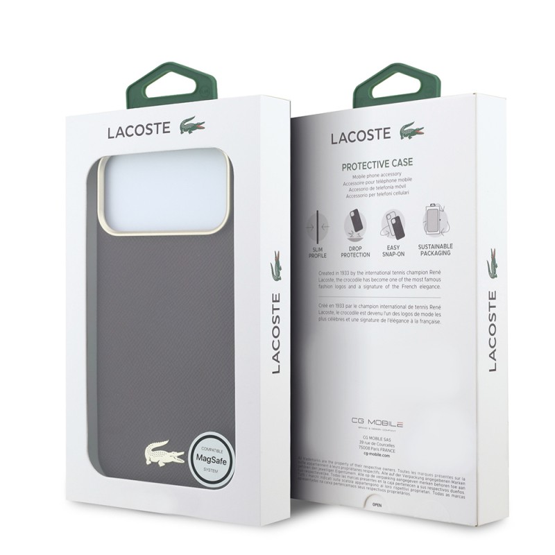 Apple iPhone 18 Pro Kılıf Lacoste Orjinal Lisanslı M-Safe Şarj Özellikli PVC Yarı Pike Desenli Arka Yüzey İkonik Timsah Dokuma Logolu Kapak - 10