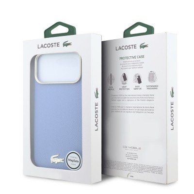 Apple iPhone 18 Pro Kılıf Lacoste Orjinal Lisanslı M-Safe Şarj Özellikli PVC Yarı Pike Desenli Arka Yüzey İkonik Timsah Dokuma Logolu Kapak - 17