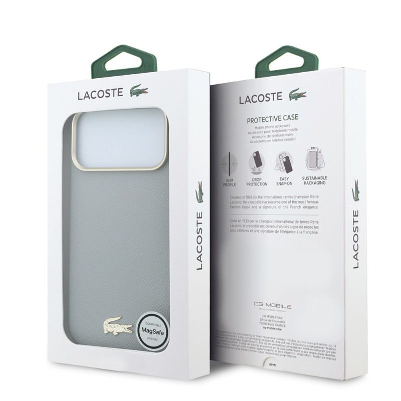Apple iPhone 18 Pro Kılıf Lacoste Orjinal Lisanslı M-Safe Şarj Özellikli PVC Yarı Pike Desenli Arka Yüzey İkonik Timsah Dokuma Logolu Kapak - 24