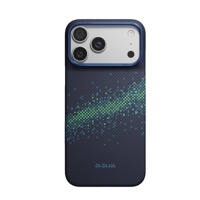 Apple iPhone 18 Pro Kılıf M-safe Şarj Özellikli Aramid Karbon Fiber Pitaka Tactile Woven Starpeak Serisi Milky Way Galaxy Kapak - Pitaka