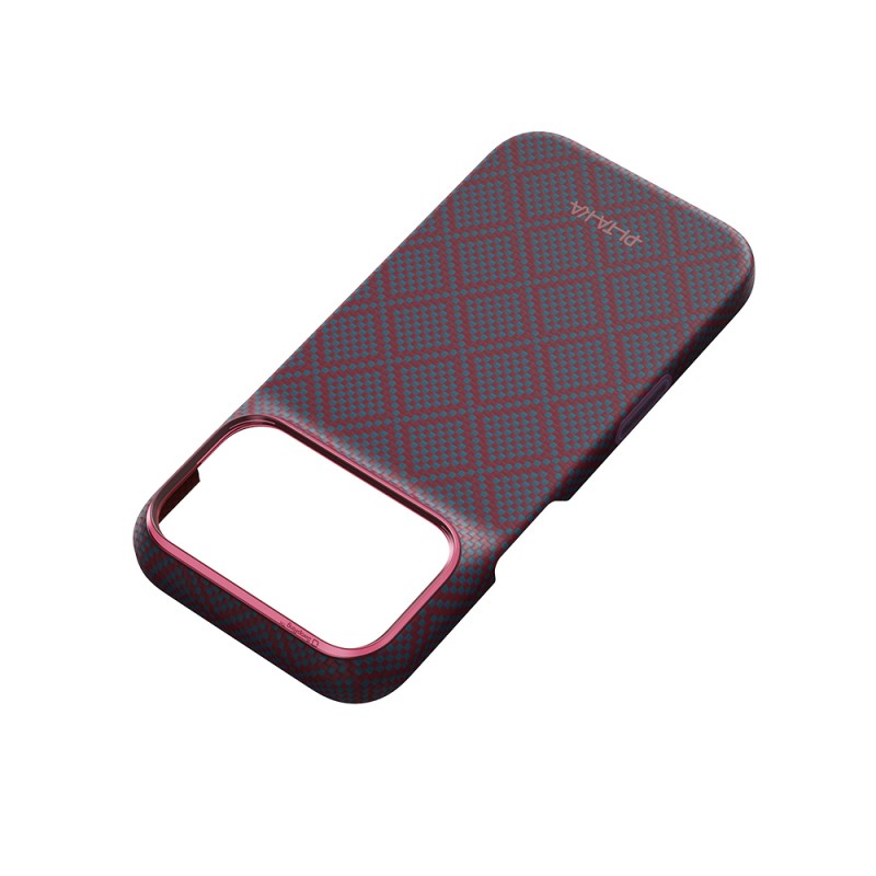Apple iPhone 18 Pro Kılıf M-safe Şarj Özellikli Aramid Karbon Fiber Pitaka Argyle Serisi Kapak - 12