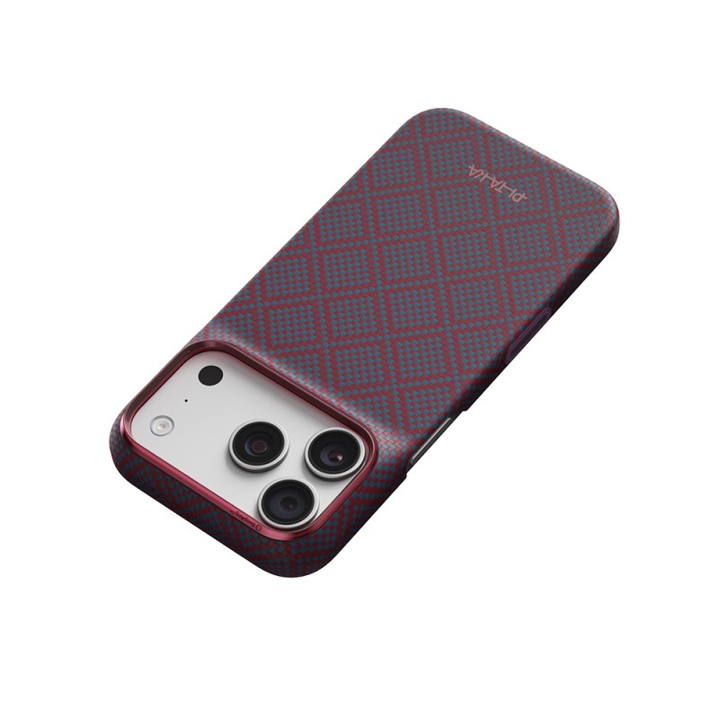 Apple iPhone 18 Pro Kılıf M-safe Şarj Özellikli Aramid Karbon Fiber Pitaka Argyle Serisi Kapak - 18