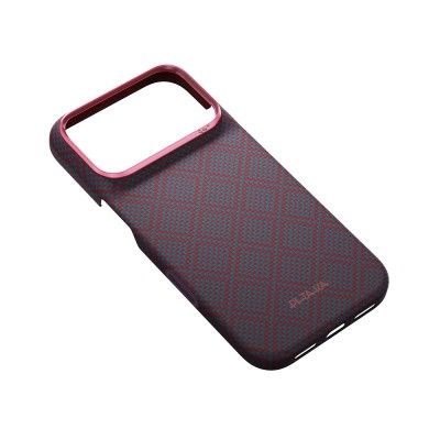 Apple iPhone 18 Pro Kılıf M-safe Şarj Özellikli Aramid Karbon Fiber Pitaka Argyle Serisi Kapak - 21