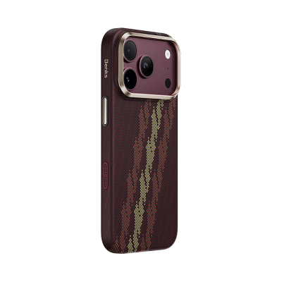 Apple iPhone 18 Pro Kılıf M-Safe Şarj Özellikli Benks Haven Air 2.0 Rouge Serisi Kevlar Karbon Kapak - 3
