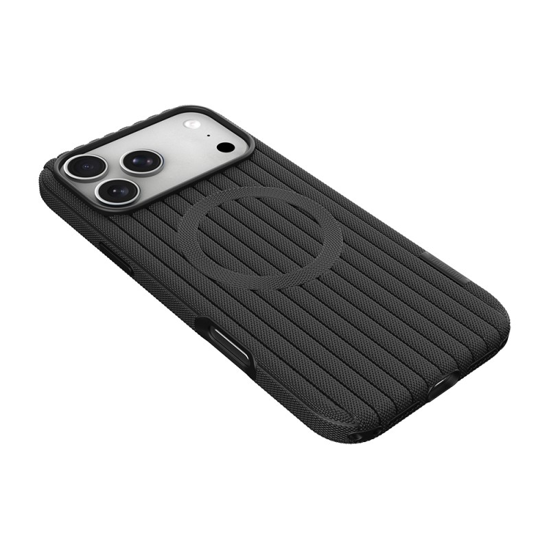 Apple iPhone 18 Pro Kılıf M-Safe Şarj Özellikli Çizgi Desenli Kumaş Dokulu Zore Paris Lorin Kapak - 16