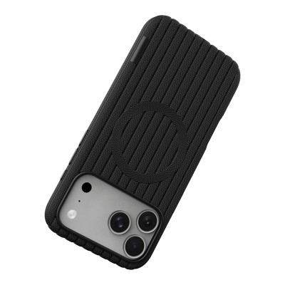 Apple iPhone 18 Pro Kılıf M-Safe Şarj Özellikli Çizgi Desenli Kumaş Dokulu Zore Paris Lorin Kapak - 17