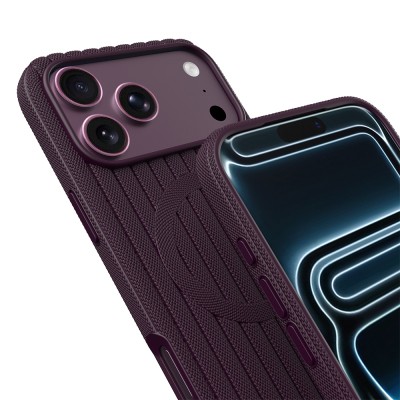 Apple iPhone 18 Pro Kılıf M-Safe Şarj Özellikli Çizgi Desenli Kumaş Dokulu Zore Paris Lorin Kapak - 28