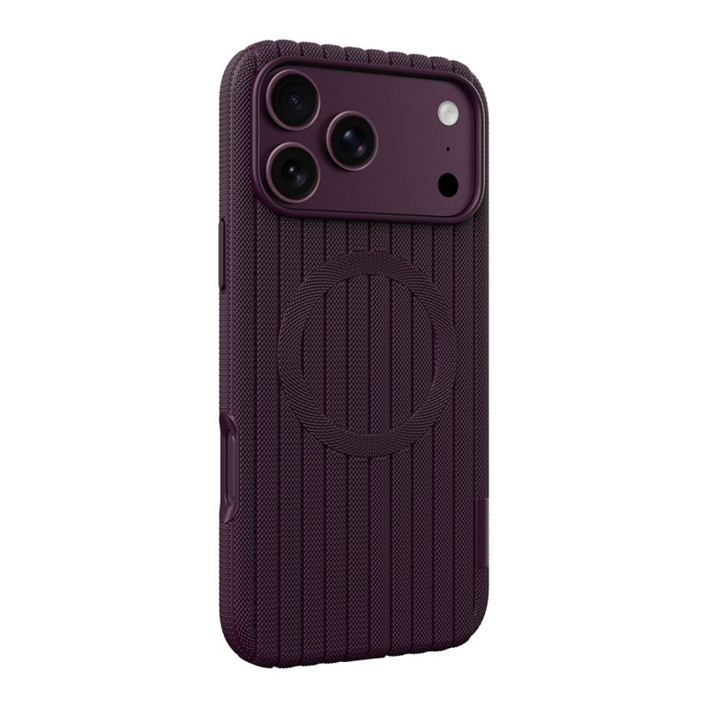 Apple iPhone 18 Pro Kılıf M-Safe Şarj Özellikli Çizgi Desenli Kumaş Dokulu Zore Paris Lorin Kapak - 33