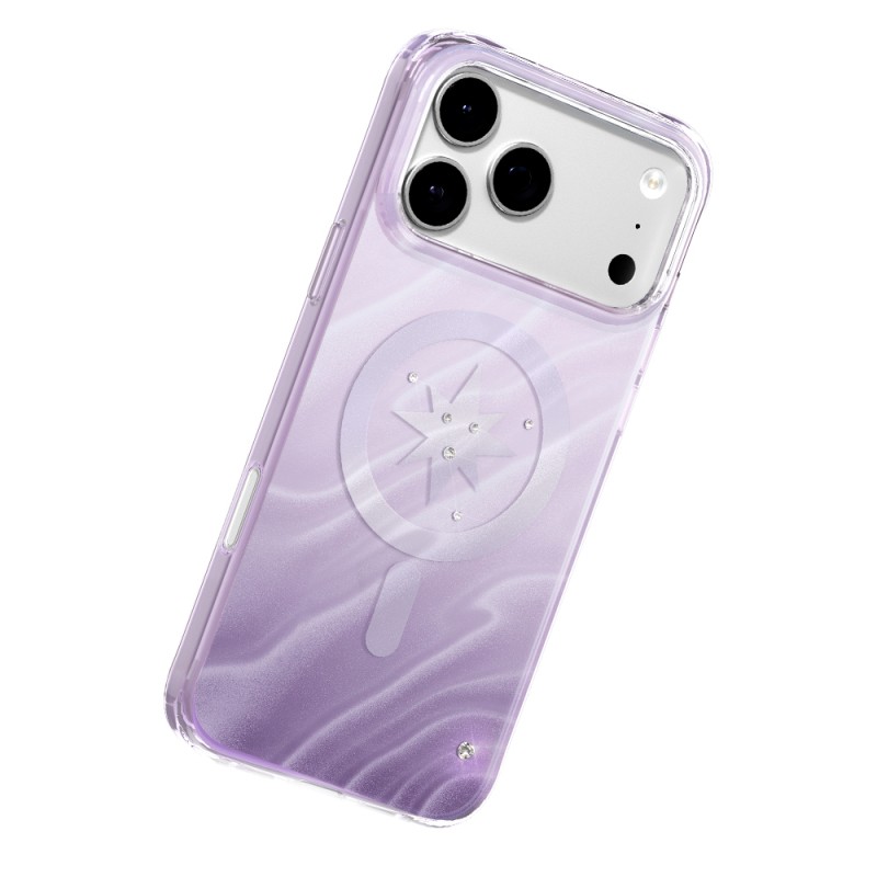 Apple iPhone 18 Pro Kılıf M-Safe Şarj Özellikli Orjinal Swarovski Taşlı Zore Paris Rovix Sert PC Kapak - 4