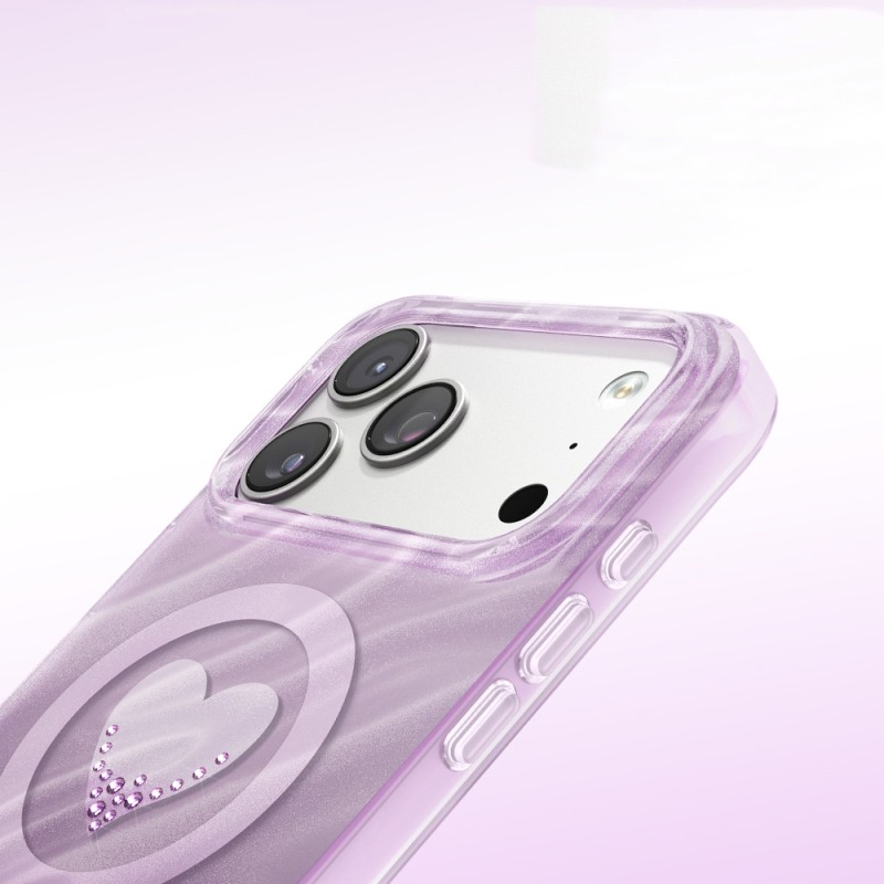 Apple iPhone 18 Pro Kılıf M-Safe Şarj Özellikli Orjinal Swarovski Taşlı Zore Paris Rovix Sert PC Kapak - 24