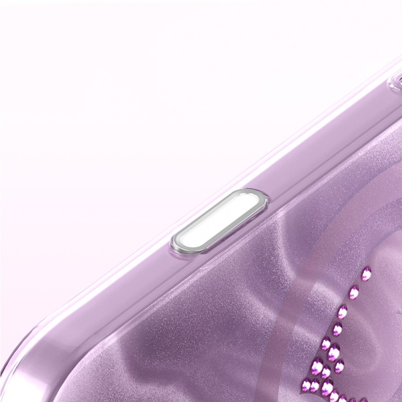Apple iPhone 18 Pro Kılıf M-Safe Şarj Özellikli Orjinal Swarovski Taşlı Zore Paris Rovix Sert PC Kapak - 29