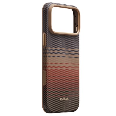 Apple iPhone 18 Pro Kılıf M-safe Şarj Özellikli Pitaka Tactile Woven Sunset-Moonrise Aramid Serisi Summa Kapak - 4