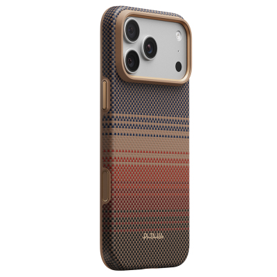 Apple iPhone 18 Pro Kılıf M-safe Şarj Özellikli Pitaka Tactile Woven Sunset-Moonrise Aramid Serisi Summa Kapak - Pitaka