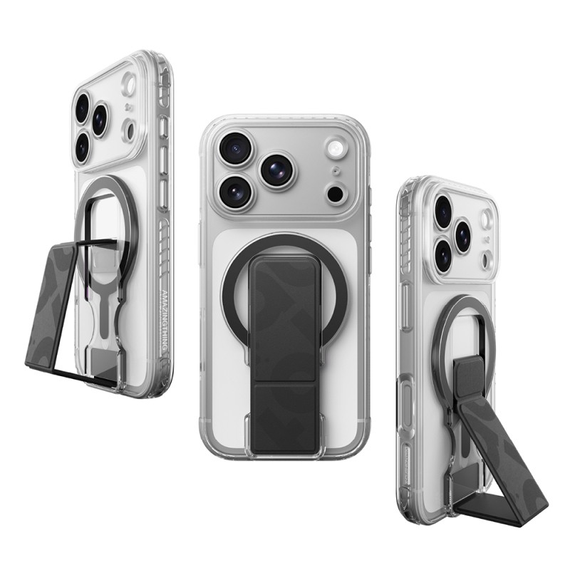 Apple iPhone 18 Pro Kılıf M-safe Şarj Özellikli Standlı Amazingthing Titan Pro Grip Stand Serisi Kapak - 18