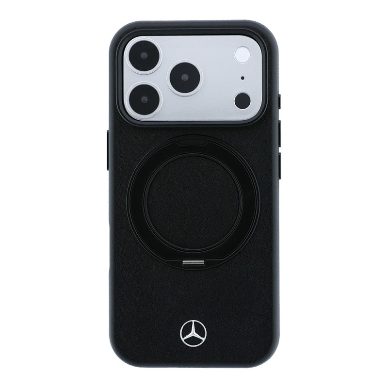 Apple iPhone 18 Pro Kılıf Mercedes Benz Orjinal Lisanslı M-safe Şarj Özellikli 360 Derece Dönebilen Standlı Metal Logolu PU Kapak - 3