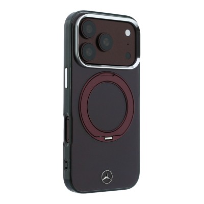 Apple iPhone 18 Pro Kılıf Mercedes Benz Orjinal Lisanslı M-safe Şarj Özellikli 360 Derece Dönebilen Standlı Metal Logolu Sert PC Kapak - 4