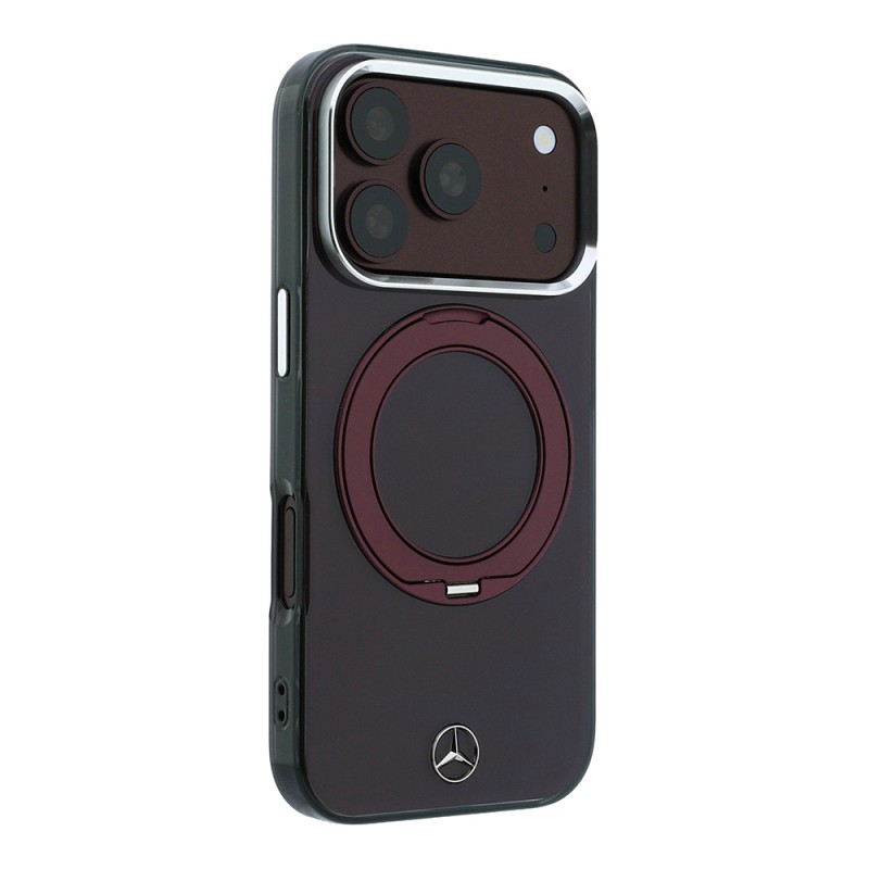 Apple iPhone 18 Pro Kılıf Mercedes Benz Orjinal Lisanslı M-safe Şarj Özellikli 360 Derece Dönebilen Standlı Metal Logolu Sert PC Kapak - 4