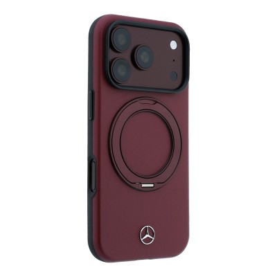 Apple iPhone 18 Pro Kılıf Mercedes Benz Orjinal Lisanslı M-safe Şarj Özellikli 360 Derece Dönebilen Standlı PU Metal Logolu Kapak - 4
