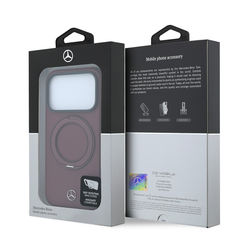 Apple iPhone 18 Pro Kılıf Mercedes Benz Orjinal Lisanslı M-safe Şarj Özellikli 360 Derece Dönebilen Standlı PU Metal Logolu Kapak - 8