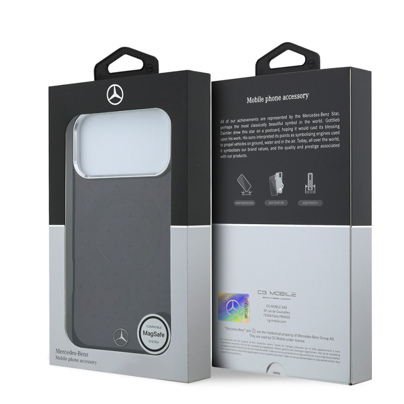 Apple iPhone 18 Pro Kılıf Mercedes Benz Orjinal Lisanslı M-safe Şarj Özellikli Çift Katmanlı Yıldız Desenli Sert PC Kapak - 7