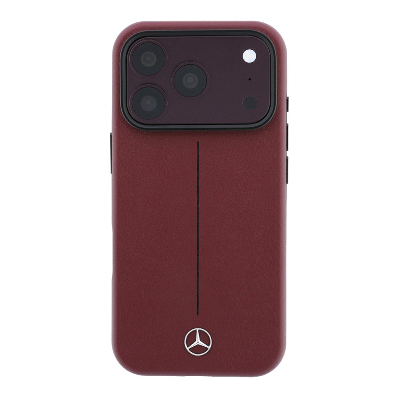 Apple iPhone 18 Pro Kılıf Mercedes Benz Orjinal Lisanslı M-safe Şarj Özellikli Metal Yıldız Logolu Çizgili Deri Kapak - 3