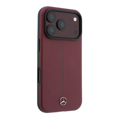 Apple iPhone 18 Pro Kılıf Mercedes Benz Orjinal Lisanslı M-safe Şarj Özellikli Metal Yıldız Logolu Çizgili Deri Kapak - 4