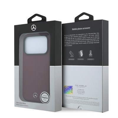 Apple iPhone 18 Pro Kılıf Mercedes Benz Orjinal Lisanslı M-safe Şarj Özellikli Metal Yıldız Logolu Çizgili Deri Kapak - 8