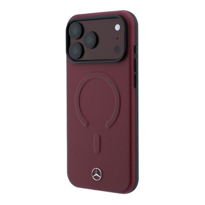 Apple iPhone 18 Pro Kılıf Mercedes Benz Orjinal Lisanslı M-safe Şarj Özellikli Metal Yıldız Logolu Kabartmalı Deri Kapak - 10
