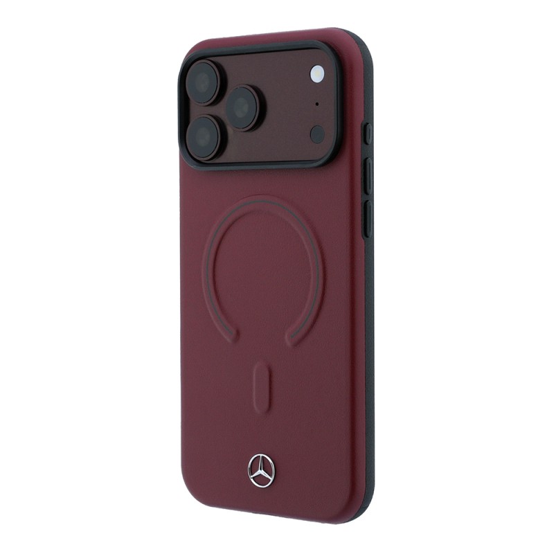 Apple iPhone 18 Pro Kılıf Mercedes Benz Orjinal Lisanslı M-safe Şarj Özellikli Metal Yıldız Logolu Kabartmalı Deri Kapak - 10