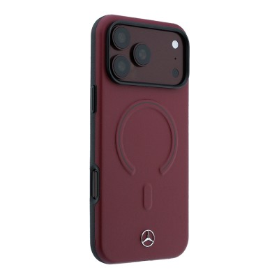 Apple iPhone 18 Pro Kılıf Mercedes Benz Orjinal Lisanslı M-safe Şarj Özellikli Metal Yıldız Logolu Kabartmalı Deri Kapak - 12
