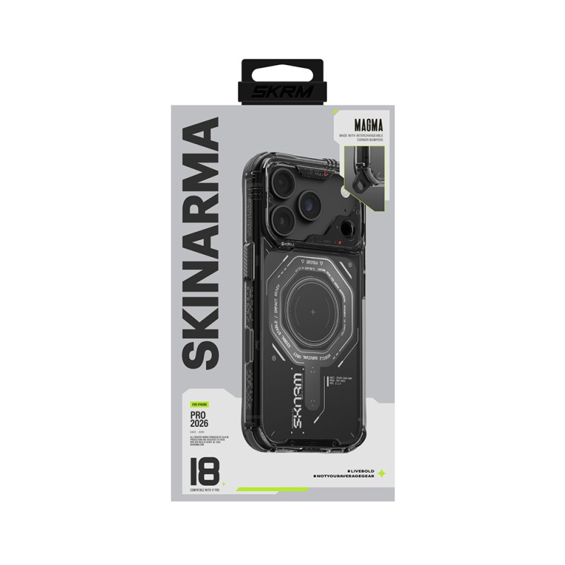 Apple iPhone 18 Pro Kılıf SkinArma M-safe Şarj Özellikli Airbag Tasarımlı Magma Kapak - 33