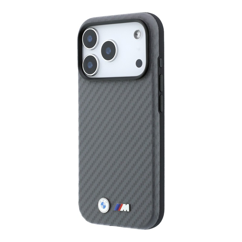 Apple iPhone 18 Pro Max Case BMW Original Licensed M-safe Charging Enabled Carbon Fiber Design and Metal Logo PU Leather Cover - 6