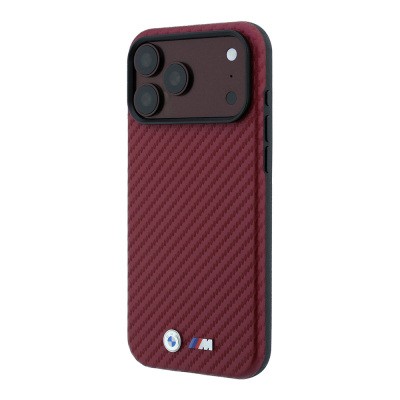 Apple iPhone 18 Pro Max Case BMW Original Licensed M-safe Charging Enabled Carbon Fiber Design and Metal Logo PU Leather Cover - 20
