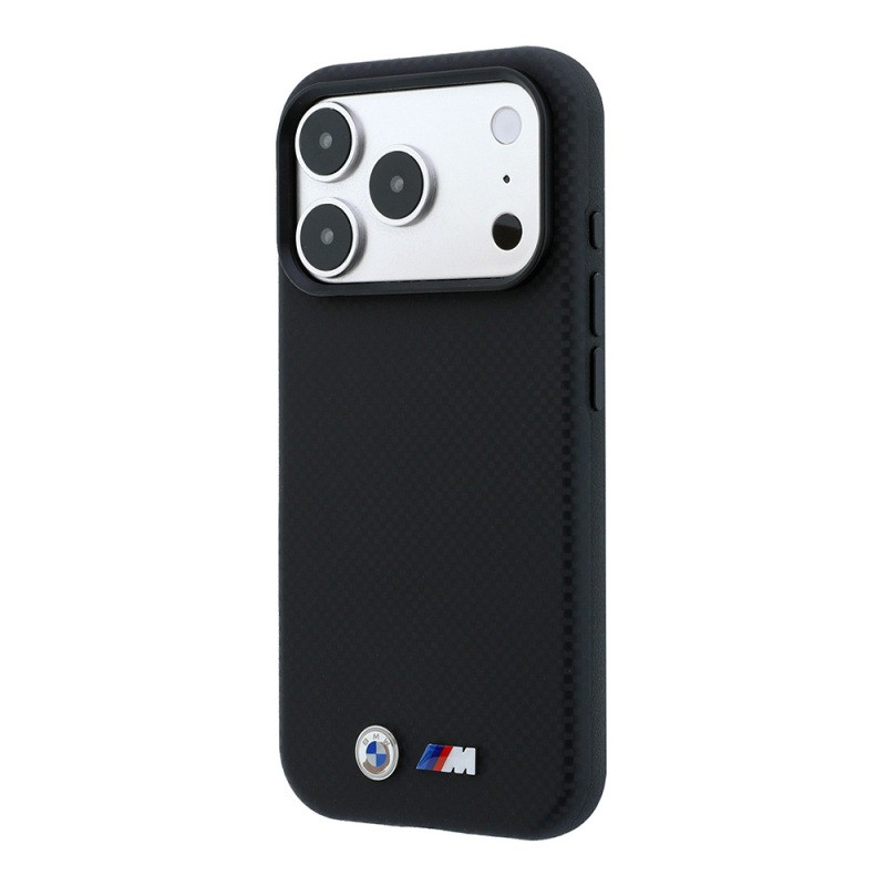 Apple iPhone 18 Pro Max Case BMW Original Licensed M-safe Charging Enabled Metal Logo Carbon Fiber Kevlar Cover - 2